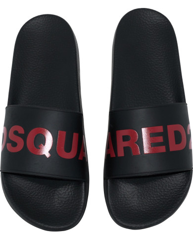 Dsquared2 Slippers Logo Schwarz Rot | 3punkt5